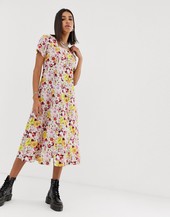 Vestido De Tarde Midi Con Diseño Floral Y Lazada Trasera De Sacred Hawk