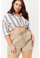 Plus Size Paperbag Waist Linen Shorts