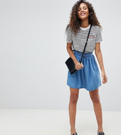 Falda Vaquera Con Cintura Paperbag Con Lavado Medio En Azul De Asos Design Tall