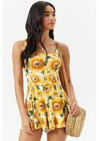 Cutout Sunflower Print Romper