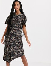 Vestido Midi Con Bajo Asimétrico Y Estampado Floral De Miss Selfridge