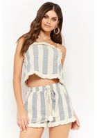 Striped Gauze Fringe Cami & Shorts Set