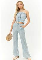 Ruffled Halter Top & Striped Pants Set