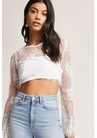 Sheer Bell-sleeve Crop Top