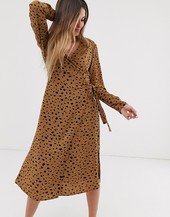 Vestido Midi Con Diseño Cruzado Y Estampado Abstracto De Pieces