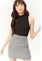 Houndstooth Belted Mini Skirt