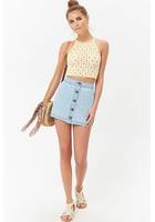 Button-front Denim Mini Skirt