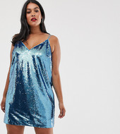 Minivestido De Tirantes Con Lentejuelas De Asos Design Curve