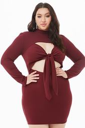 Plus Size Cutout Mock Neck Mini Dress