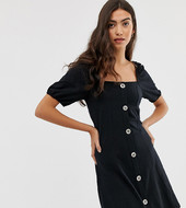 Minivestido De Tarde En Tejido Flameado Con Botones De Efecto Carey De Asos Design Tall