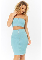 Zip-front Crop Top & Pencil Skirt Set