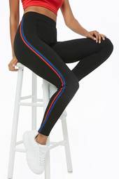 Striped-trim Pintuck Leggings