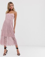 Vestido Midi De Encaje Con Detalle De Corsé Sense De Keepsake