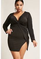 Plus Size Wrap-front Mini Dress