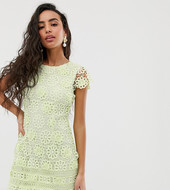 Vestido De Encaje Con Manga Japonesa En Verde De Miss Selfridge Petite