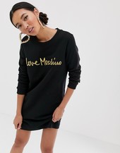 Vestido De Manga Larga Con Logo Metálico De Love Moschino