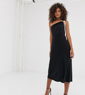 Vestido Midi Ceñido Con Diseño Asimétrico Y Detalle De Cordón De Asos Design Tall