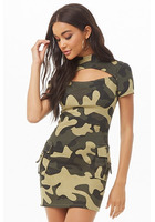 Cutout Camo Print Bodycon Dress