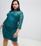 Vestido Midi De Encaje Verde Esmeralda De Paper Dolls Plus