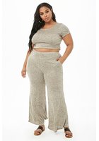 Plus Size Marled Crop Top & Pants Set