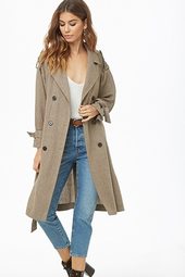 Herringbone Double-breasted Trench Coat