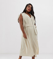 Vestido Largo Escotado De Corte Moderno Con Manga Japonesa Y Textura De Asos Design Curve