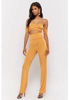 Twist-front Off-the-shoulder Crop Top & Pants Set