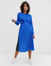 Vestido Midi De Manga Larga Con Estampado De Lunares De Asos White