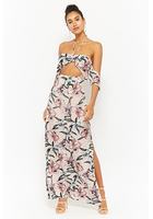 Floral Off-the-shoulder Halter Maxi Dress