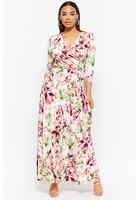 Plus Size Floral Surplice Maxi Dress