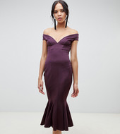 Vestido Midi Con Escote Bardot Y Costuras De Asos Design Tall