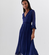 Vestido Midi Plisado Con Aplicaciones De Encaje De Asos Design Tall