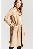 Faux Suede Trench Coat