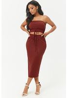 French Terry Cropped Tube Top & Midi Skirt Set