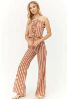 Ruffled Halter Top & Striped Pants Set