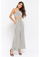 Striped Crop Top & Wide-leg Pants Set