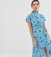 Vestido Con Cinturón Anudado En Azul De River Island