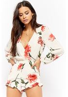 Ruffled Rose Print Romper