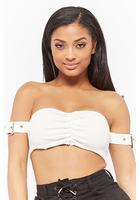 Ruched Off-the-shoulder Crop Top