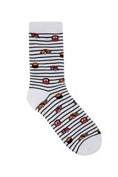 Men Sushi Print Striped Crew Socks