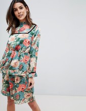 Vestido Midi Con Diseño Floral Y Ribetes De Terciopelo De Vila