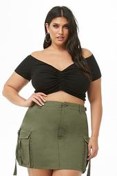 Plus Size Cargo Mini Skirt