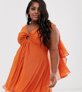 Minivestido Con Manga Tipo Capa Y Detalle De Anilla De Asos Design Curve