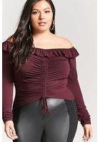 Plus Size Off-the-shoulder Ruched Top