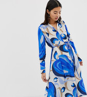 Vestido Largo Y Amplio Con Estampado De Acuarelas De Weekday