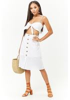 Reverse Crop Cami & Button-front Skirt Set