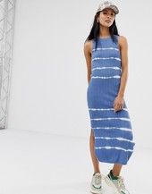 Vestido Largo Con Teñido Anudado En Azul De Stradivarius